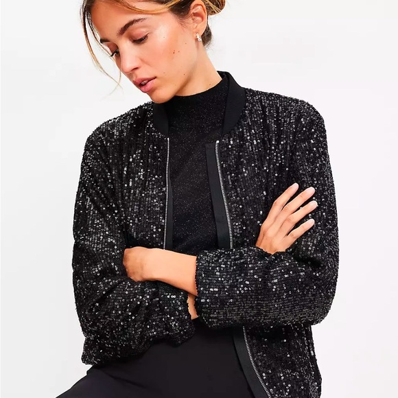 LOFT Jackets & Blazers - Loft sequin bomber jacket small new